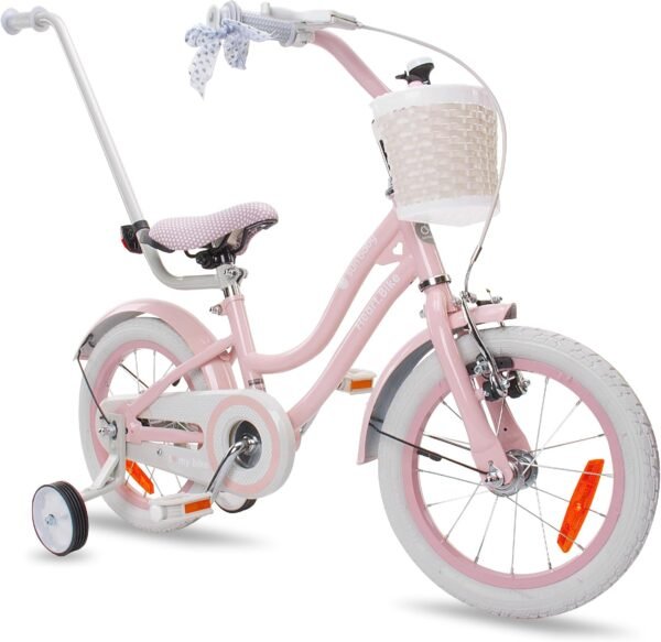 sun baby Heart Bike for Girls 12 14 16 Inch Children's Bike 2-6 Years with Push Bar, Basket, Bell – Image 8