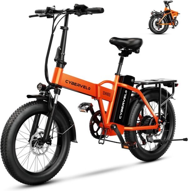 Folding electric bike 1000W | Removable battery 48V 20Ah | Speed 50 km/h | Range 130 km | Fat bike 20” for adults | All-terrain bike for city, beach and snow – Image 4