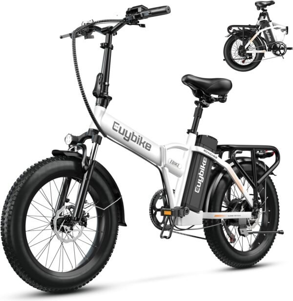 Folding electric bike 1000W | Removable battery 48V 20Ah | Speed 50 km/h | Range 130 km | Fat bike 20” for adults | All-terrain bike for city, beach and snow – Image 3