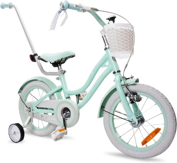 sun baby Heart Bike for Girls 12 14 16 Inch Children's Bike 2-6 Years with Push Bar, Basket, Bell – Image 6