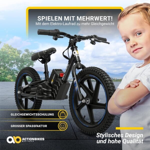 Actionbikes Motors Kids Electric Balance Bike - 16 Inch - 250 Watts - Vélo électrique avec freins à disque - Batterie 21V 5.4Ah - Véhicule électrique pour enfants – Image 5