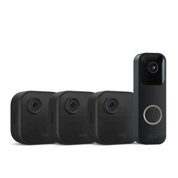 Ring Security Camera: Blink Video Doorbell & Outdoor 4 Cameras Bundle with Two-Year Battery Life